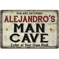 thumbnail image 1 of ALEJANDRO'S Man Cave Sign Rustic 12 x 18 Matte Finish Metal 112180035308, 1 of 1