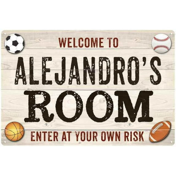 ALEJANDRO'S Room Kids Bedroom Sign Boy's 8x12 Metal 208120090098