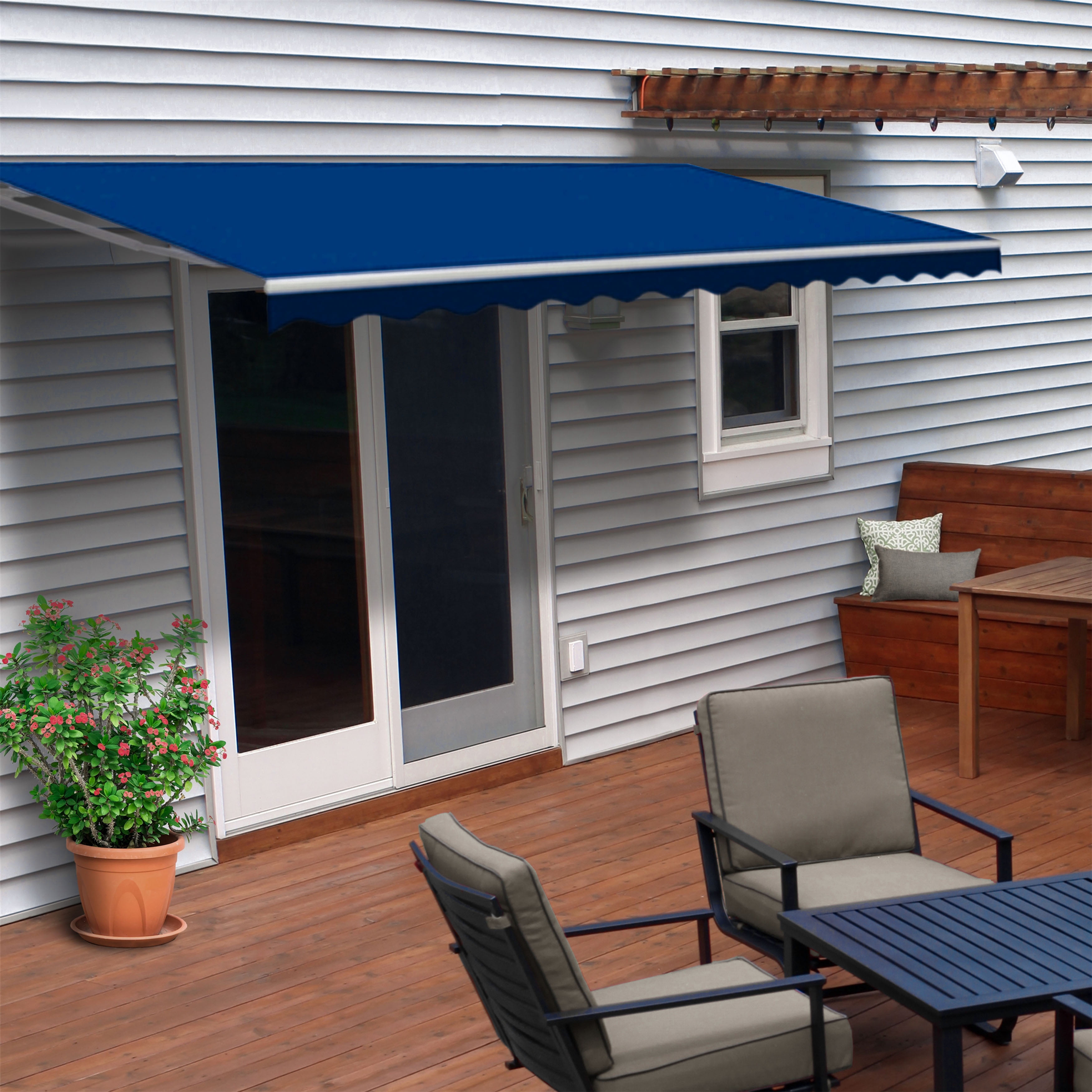 ALEKO 10' x 8' Motorized Retractable Patio Awning, Blue Color