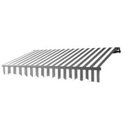 ALEKO 10' x 8' Gray and White Striped Manual Retractable Black Frame Patio Awning