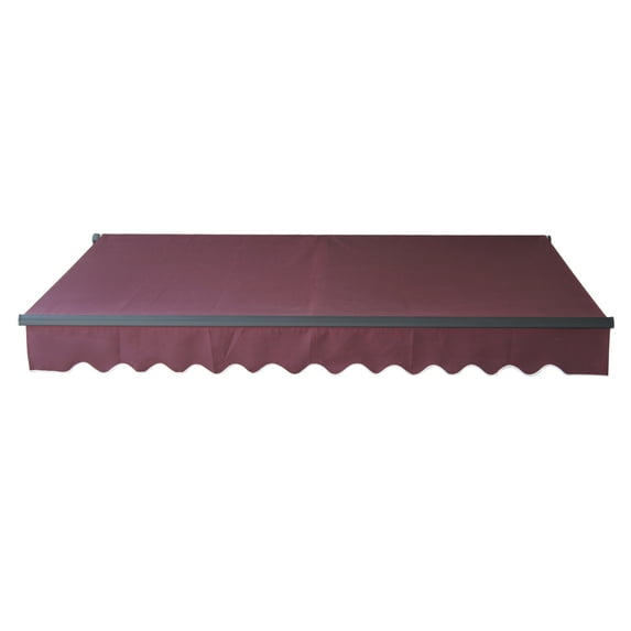 ALEKO 10' x 8' Retractable Motorized Black Frame Patio Awning, Burgundy Color