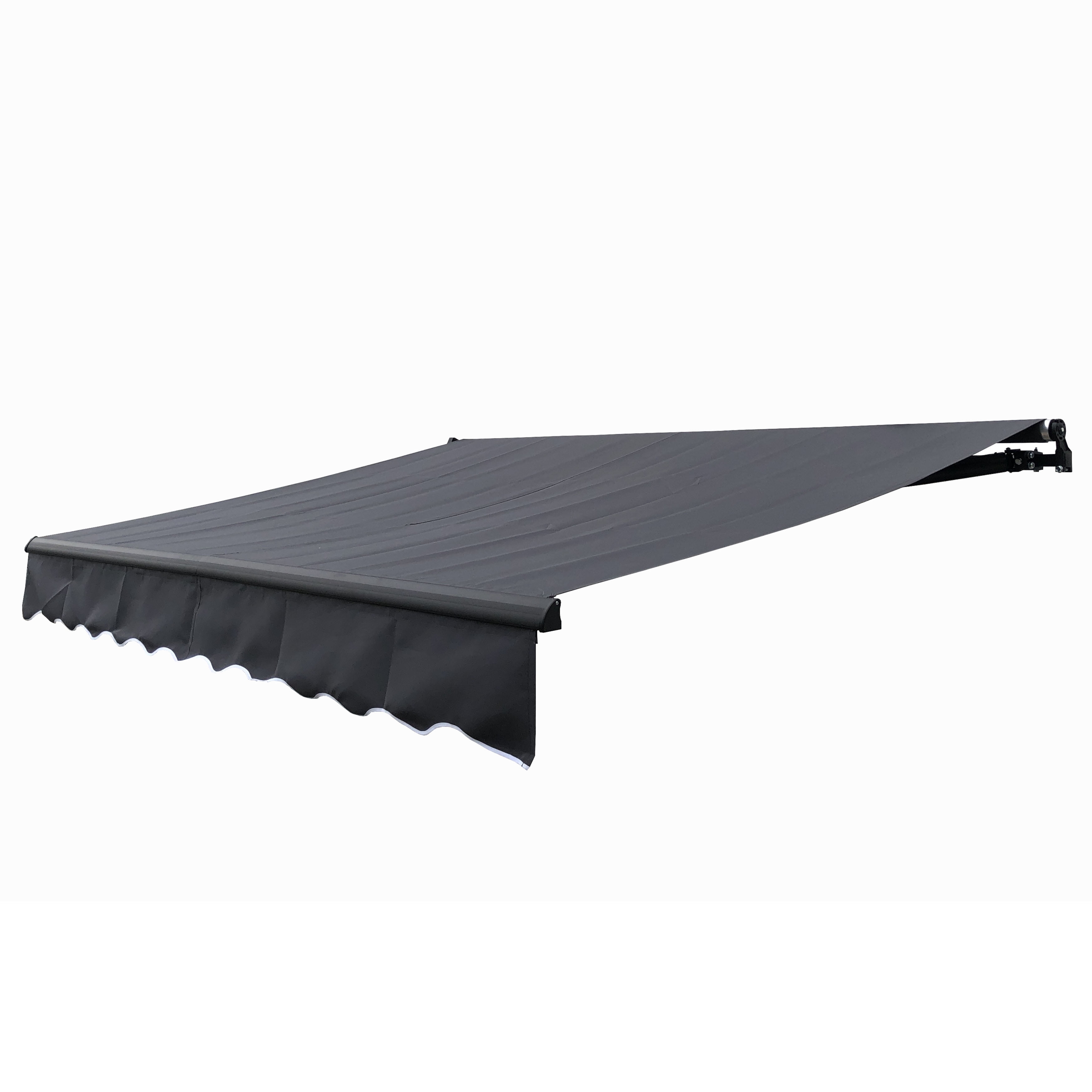 Gray Motorized Retractable Patio Awning with Black Frame