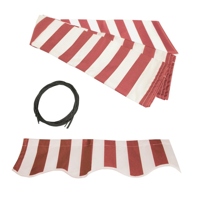 ALEKO 10'x8' Retractable Patio Awning Fabric Replacement, Red and White Striped Color