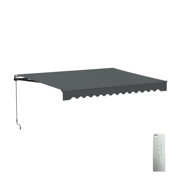 ALEKO 12' x 10' Grey Retractable Motorized Patio Awning Sunshade