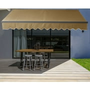 ALEKO 12' x 10' Retractable Motorized Black Frame Patio Awning, Sand Color