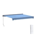 thumbnail image 1 of Semi-Cassette Motorized LED Luxury Patio Awning - 12 x 10 Ft - Sky Blue - Moroccan Collection, 1 of 8
