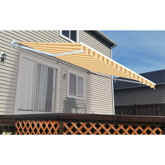 ALEKO 13 x 10 ft Multi Yellow Motorized Retractable Patio Awning