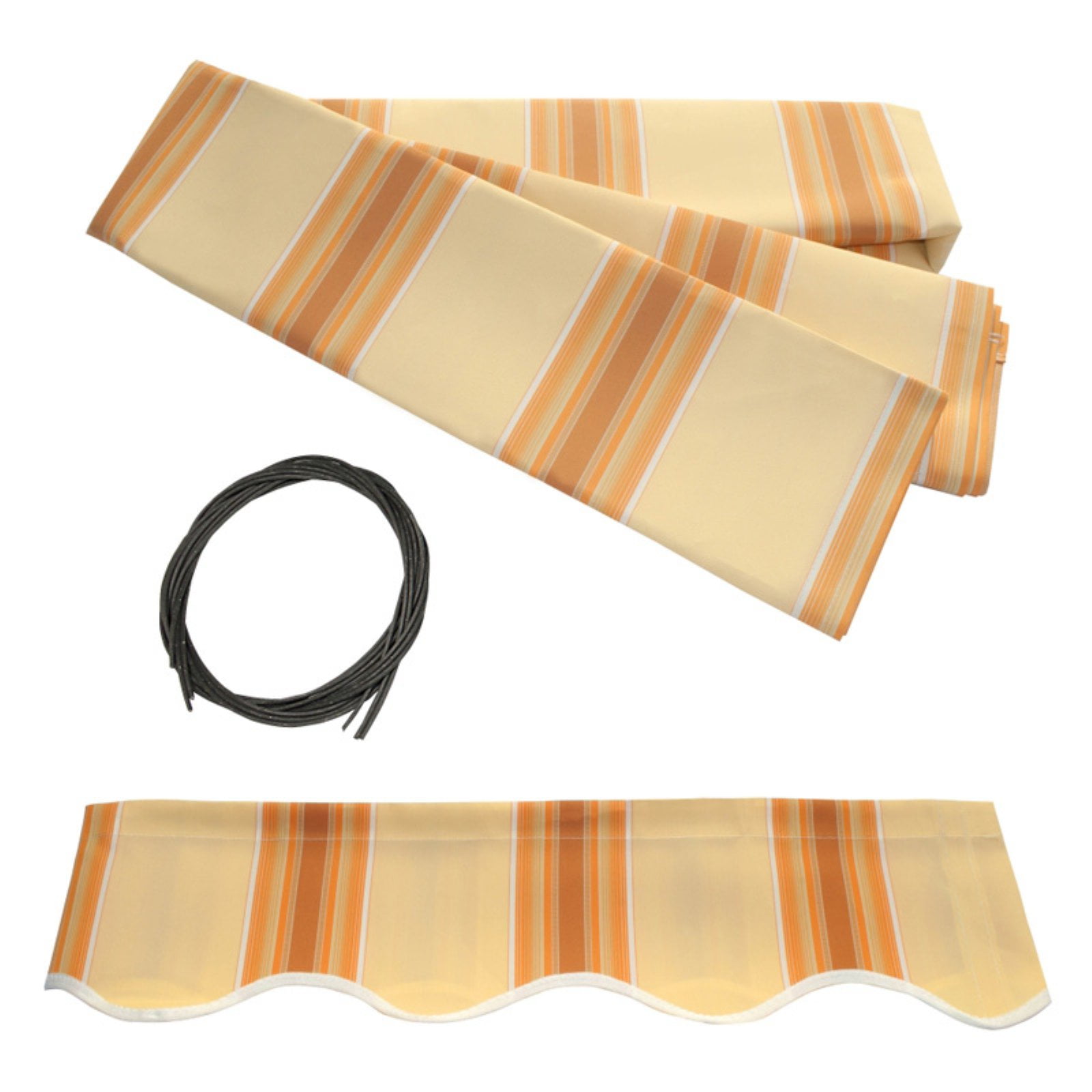 Multi-Striped Yellow Polyester Retractable Awning Fabric Replacement
