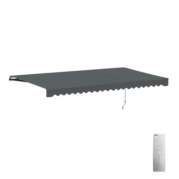 ALEKO 16' x 10' Grey Retractable Motorized Patio Awning Sunshade