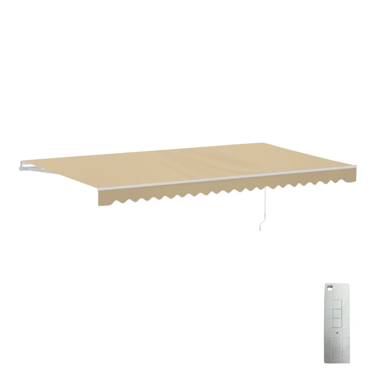 ALEKO Motorized Retractable Patio Awning - 16 X 10 Ft - Grey Sunshade Canopy