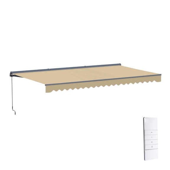 ALEKO 20 x 10 ft Sand Motorized Retractable Patio Awning