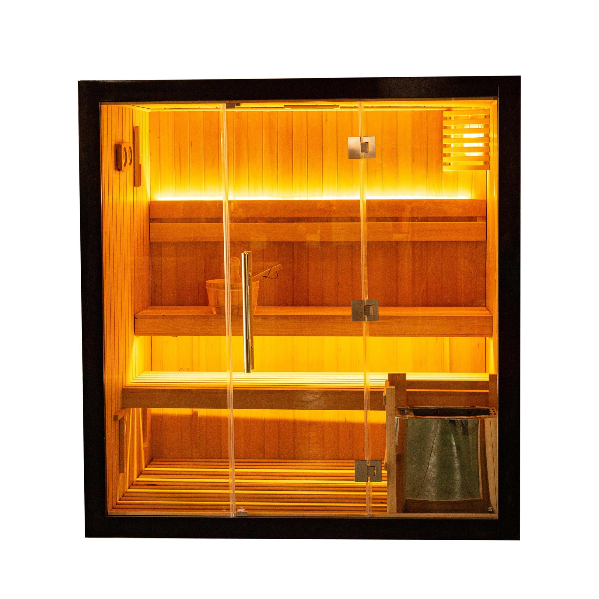 ALEKO 4 Person Hemlock Indoor Dry Wet Sauna with 4.5 kW Electrical Heater