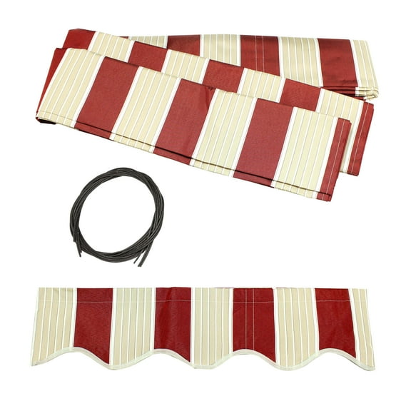 ALEKO 6.5'x5' Retractable Awning Fabric Replacement, Multi Striped Red Color