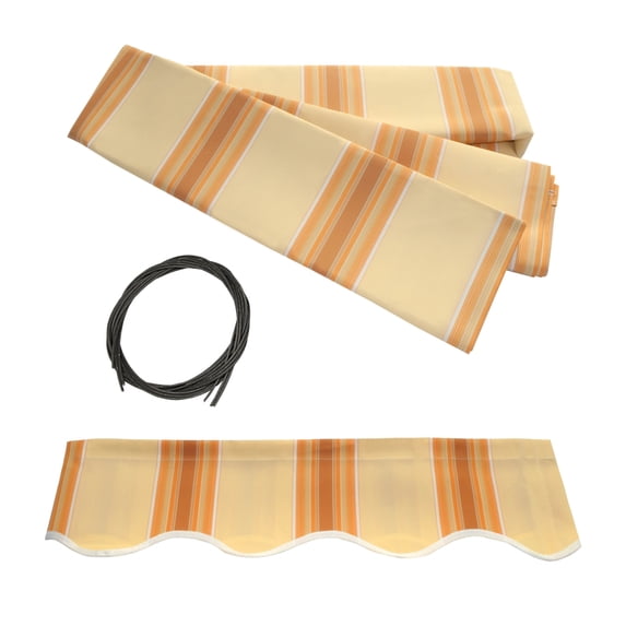 ALEKO 6.5'x5' Retractable Awning Fabric Replacement, Multi Striped Yellow Color