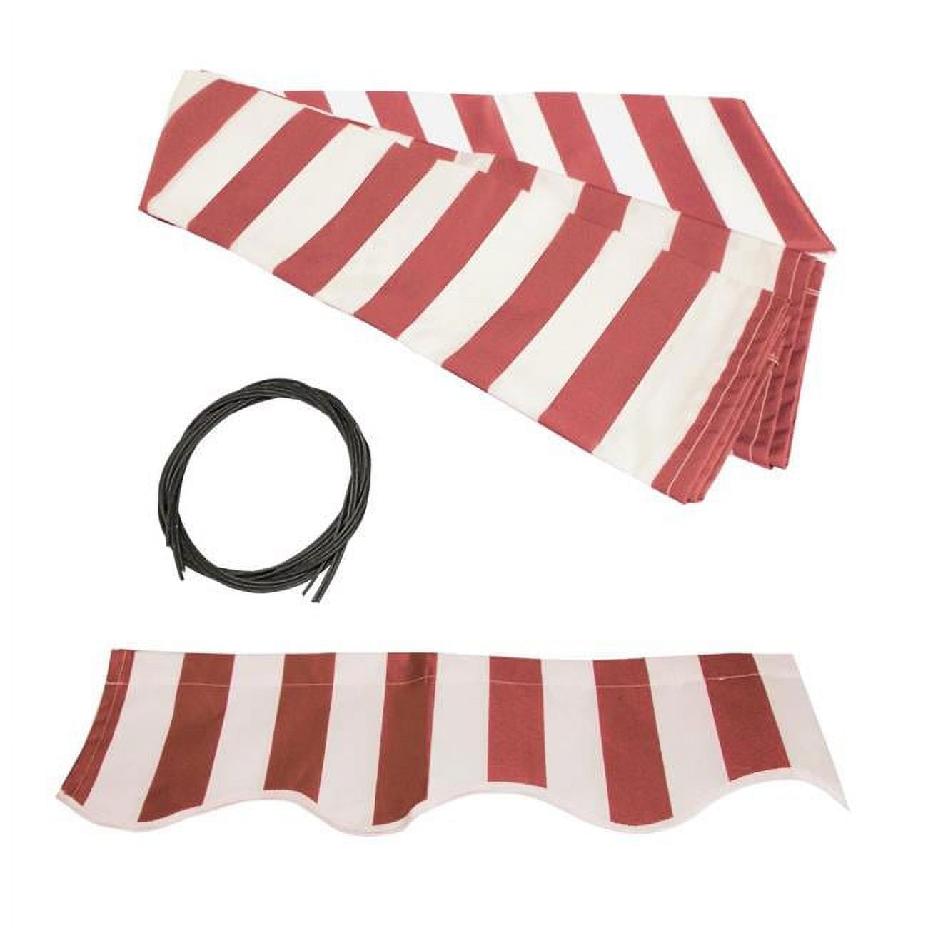 Red and White Striped Polyester Awning Fabric Replacement, 6.5x5 Feet