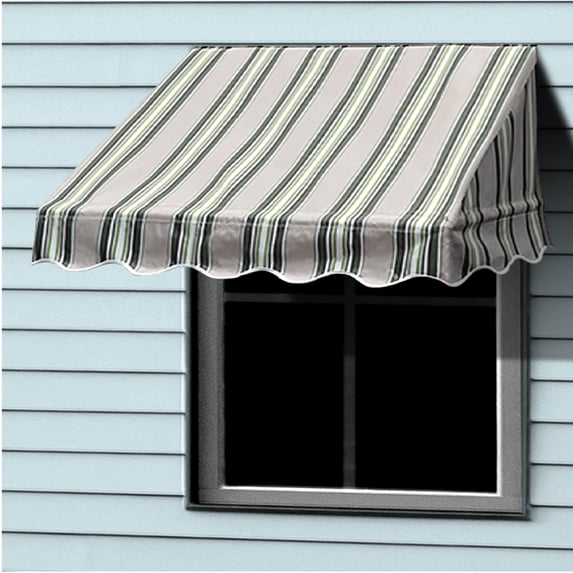 ALEKO 6 feet X 2 feet Window Awning Door Canopy Sun Rain Shade Shelter Multi-Striped Green