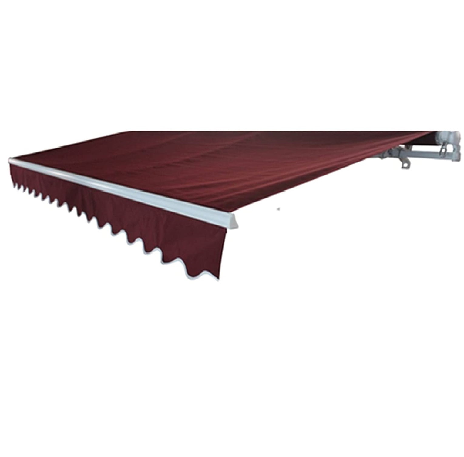 Burgundy Motorized Retractable Patio Awning with White Frame