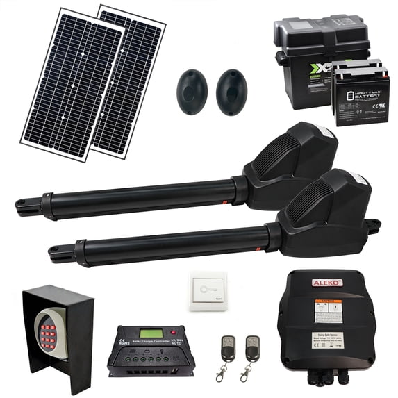 ALEKO AS1200GLD Solar Dual Swing Gate Opener Kit, Up to 1760 lb
