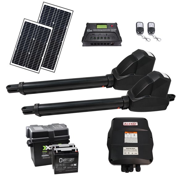 ALEKO Solar Powered Kit Swing Gate Operator for Dual Gates up to 1760 lb