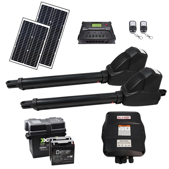 ALEKO Solar Powered Kit Swing Gate Operator for Dual Gates up to 1760 lb