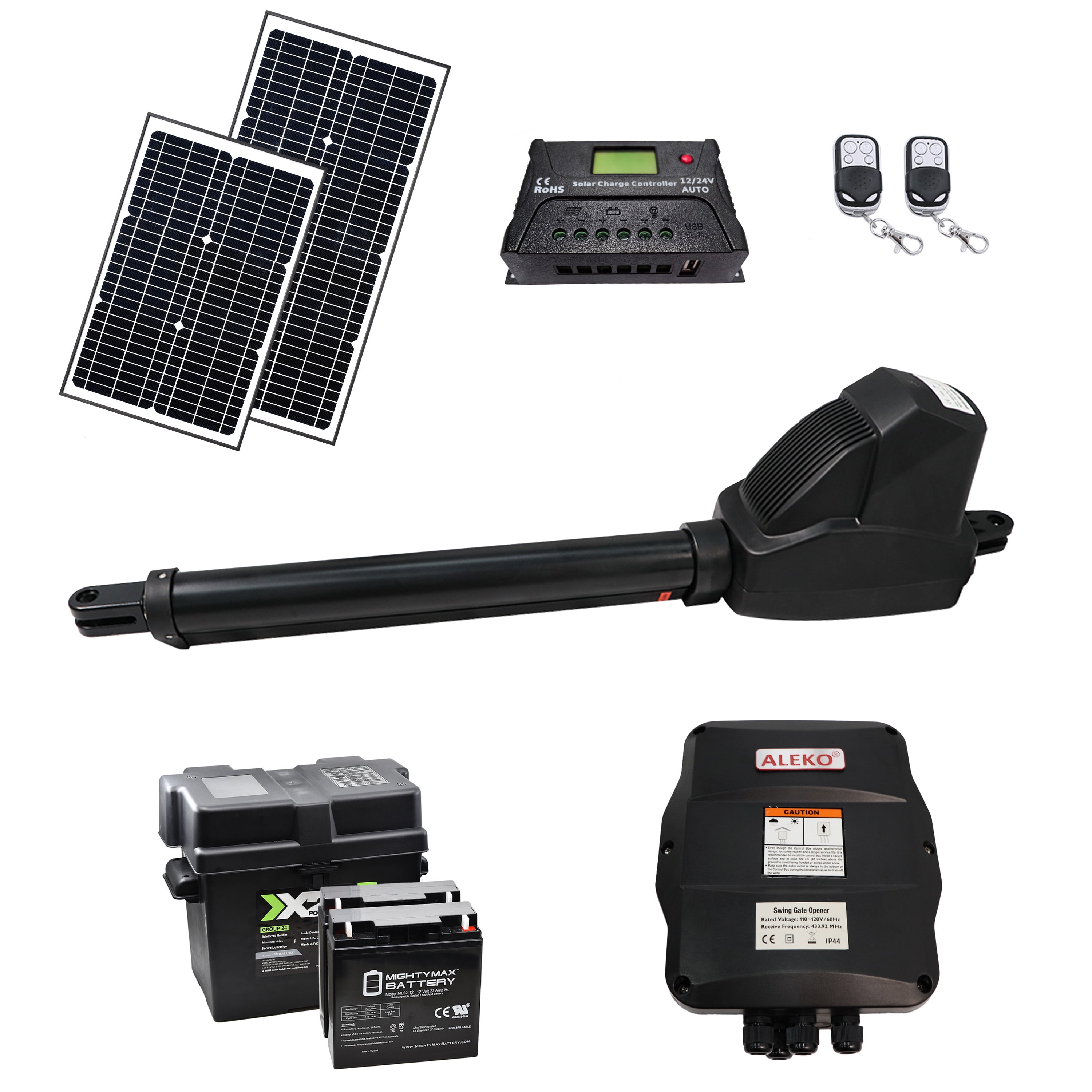 Solar-Powered Single Swing Gate Operator with Battery Backup