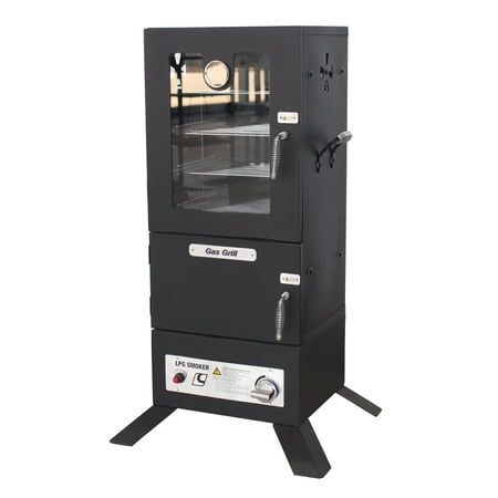 ALEKO BBQS02G Vertical Offset BBQ Glass Door Gas Smoker with Temperature Gauge - Black