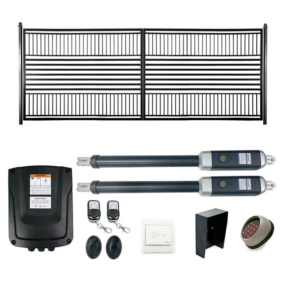 ALEKO Barcelona Style 16 ft Steel Dual Swing Garden Driveway Gate with Opener