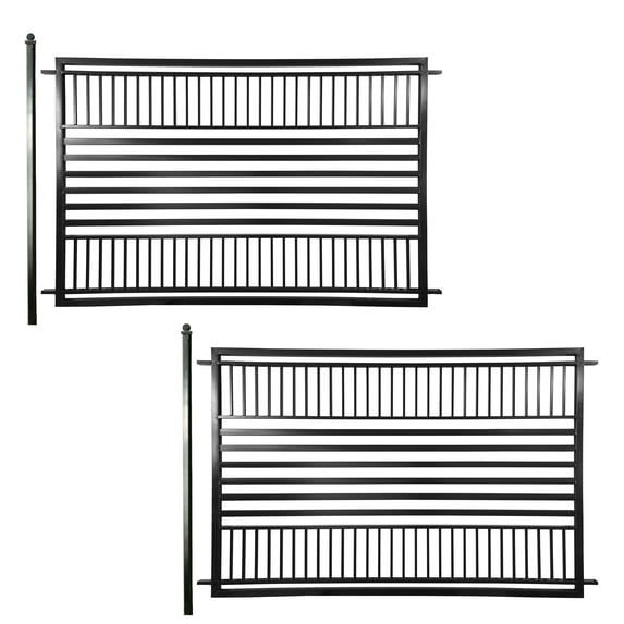 ALEKO Barcelona Style Garden Yard Steel 16 feet Fence Set of 2 Panels Black