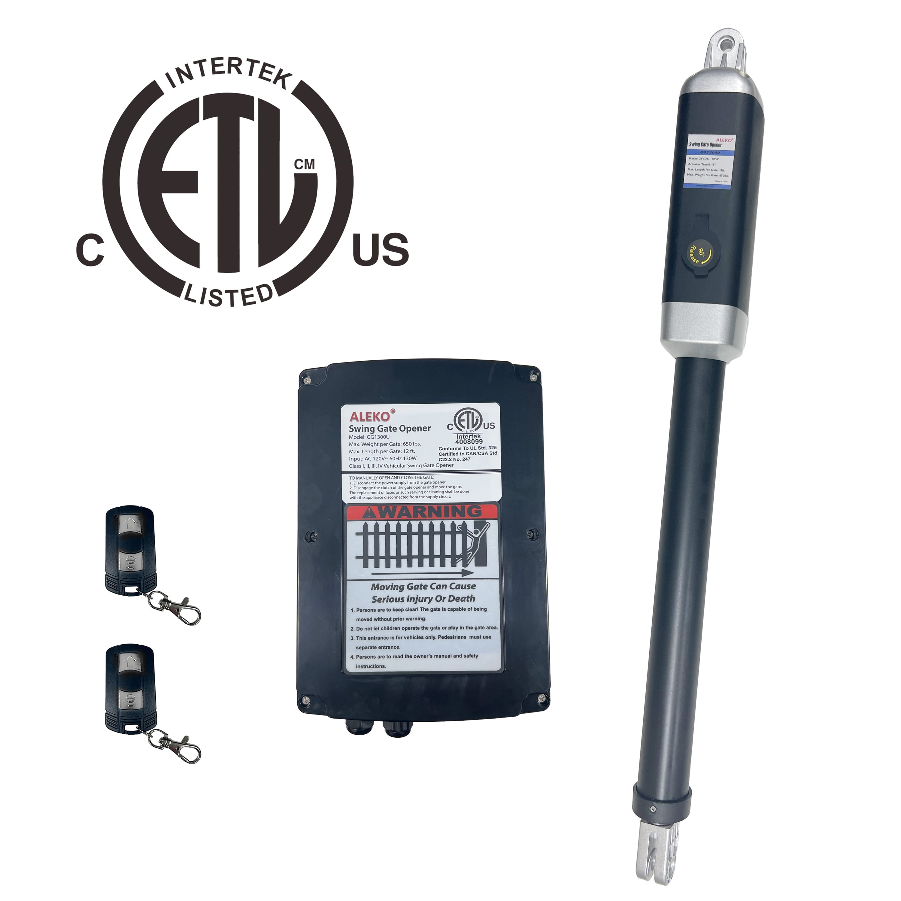 ALEKO ETL Listed Single Swing Gate Opener Kit