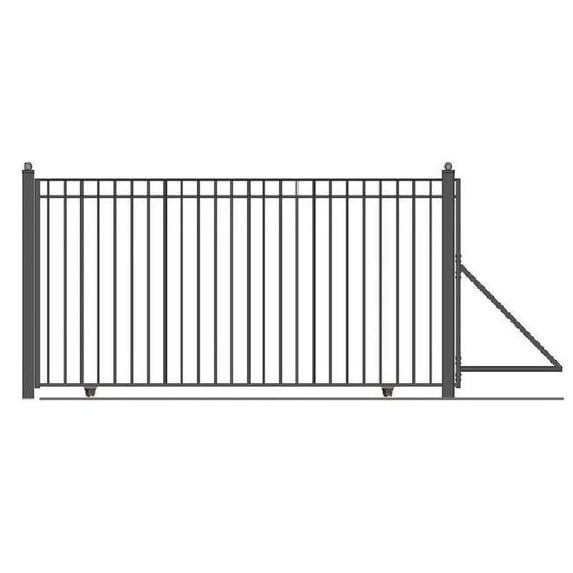 ALEKO DG14MADSSLAC1500-UNB 14 ft. Madrid Style Iron Single Slide Driveway Gate with AC1500 Operator