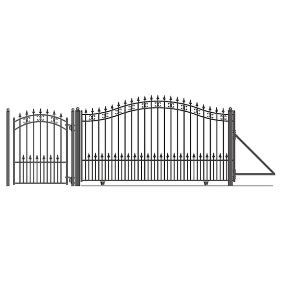 ALEKO Garden Steel Single Sliding 18' Driveway Gate St. Louis Style with Pedestrian Gate