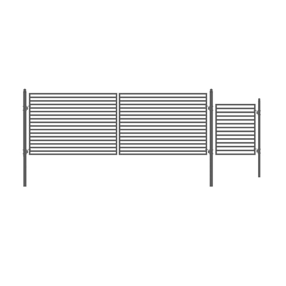 ALEKO Dual Swing Steel Milan Style Driveway Gate 16 ft with Pedestrian Gate
