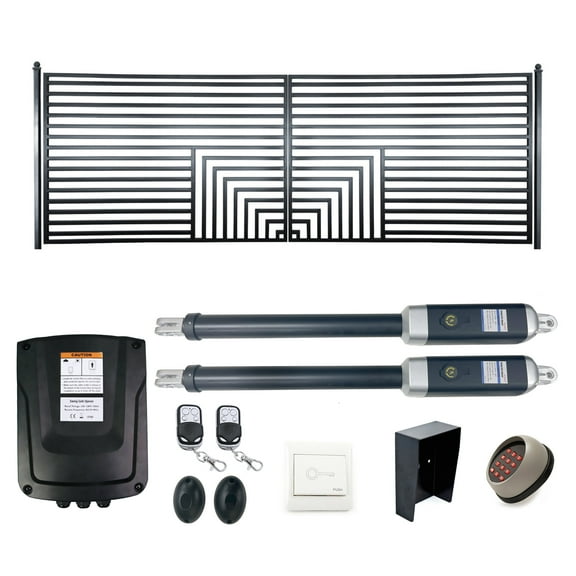 ALEKO Florence Style 18 x 6 feet Steel Dual Swing Driveway Gate with Opener