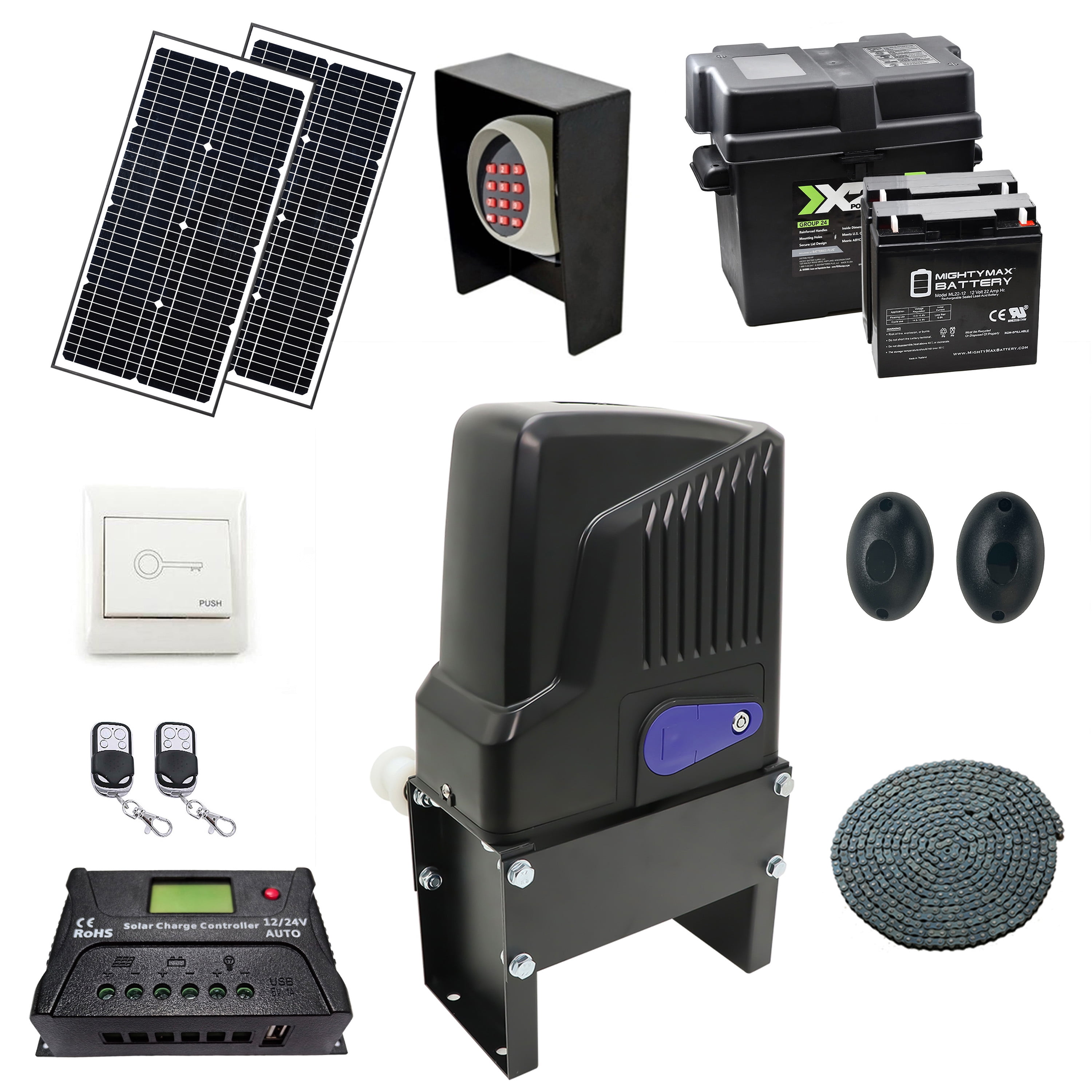 ALEKO 24V DC Solar Sliding Gate Opener Kit for 2600 lbs. Gates
