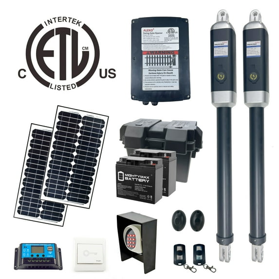 ALEKO Full Solar Kit Swing Operator Opener for Dual Gates up to 1320 lb