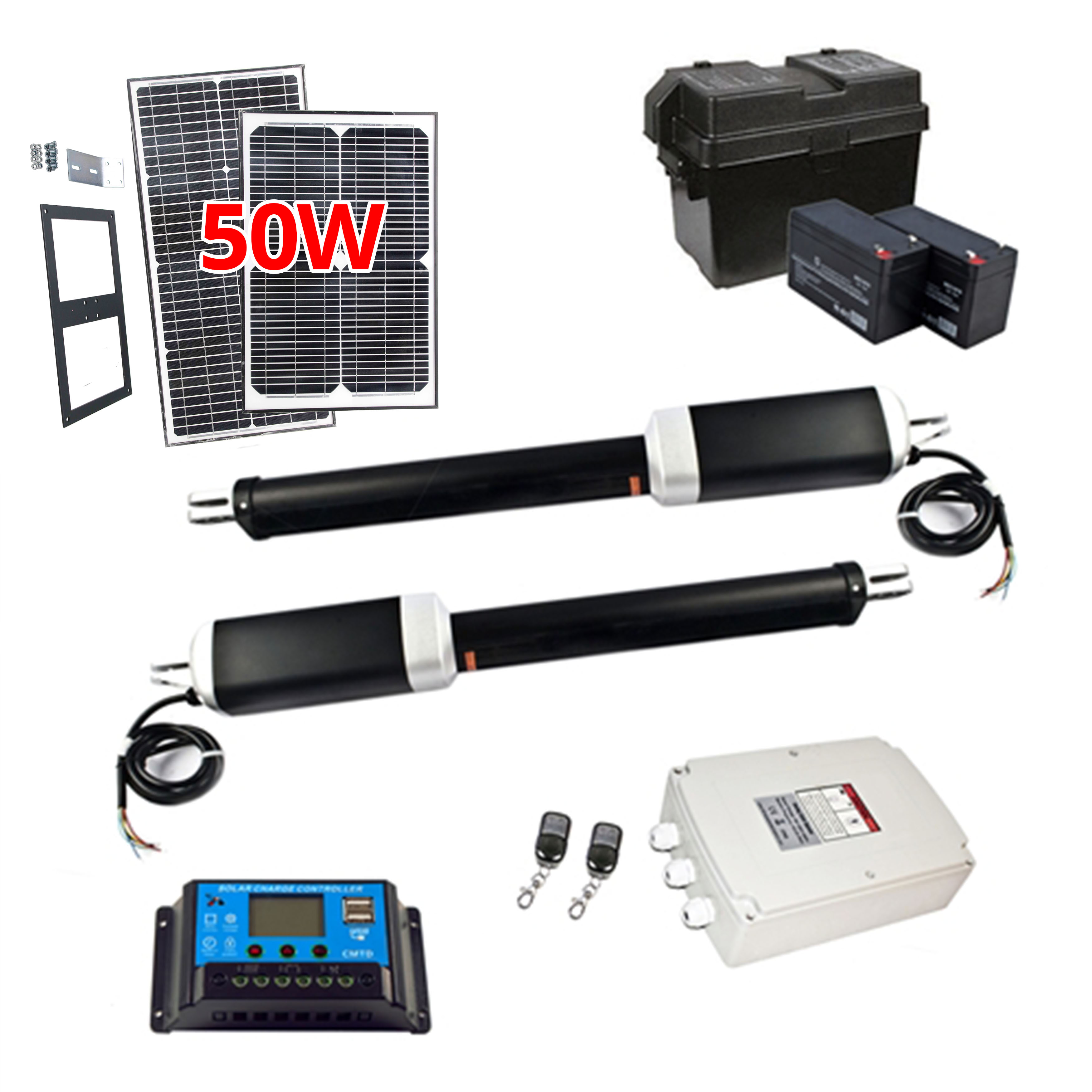 ALEKO GG900SLV Swing Gate Metal Opener Solar Kit for Dual Gates Up to