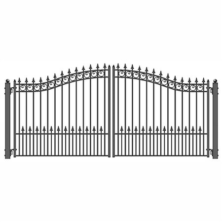 ALEKO Garden Prague Style 18 feet Steel Dual Swing Driveway Gate Black