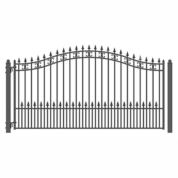 ALEKO Garden St. Louis Style 12 feet Steel Single Swing Black Driveway Gate