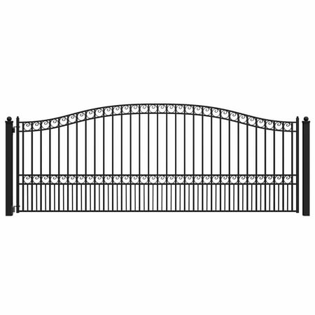 ALEKO Garden Steel Black Single Swing 16 x 6 feet Driveway Gate Paris Style