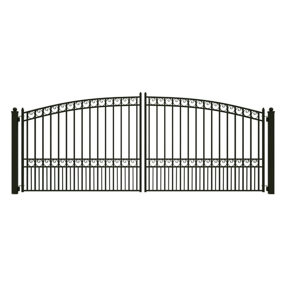 ALEKO Garden Steel Dual Driveway Gates Black 16 x 6 feet Paris Style