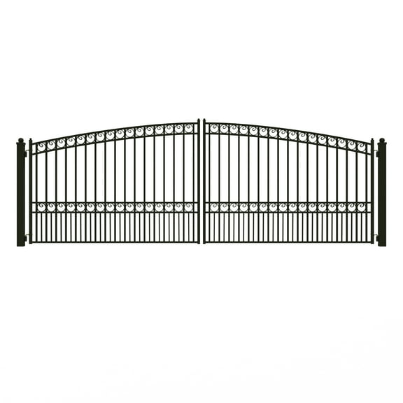 ALEKO Garden Steel Dual Swing 18 feet Driveway Gate Paris Style Black