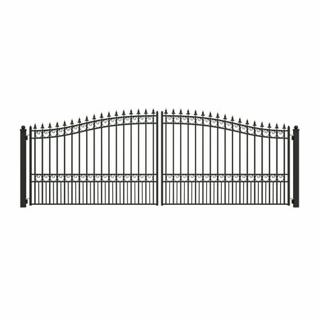 ALEKO Garden Steel Dual Swing Driveway Gate 18 feet London Style Black