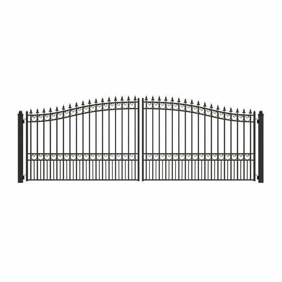ALEKO Garden Steel Dual Swing Driveway Gate 18 feet London Style Black