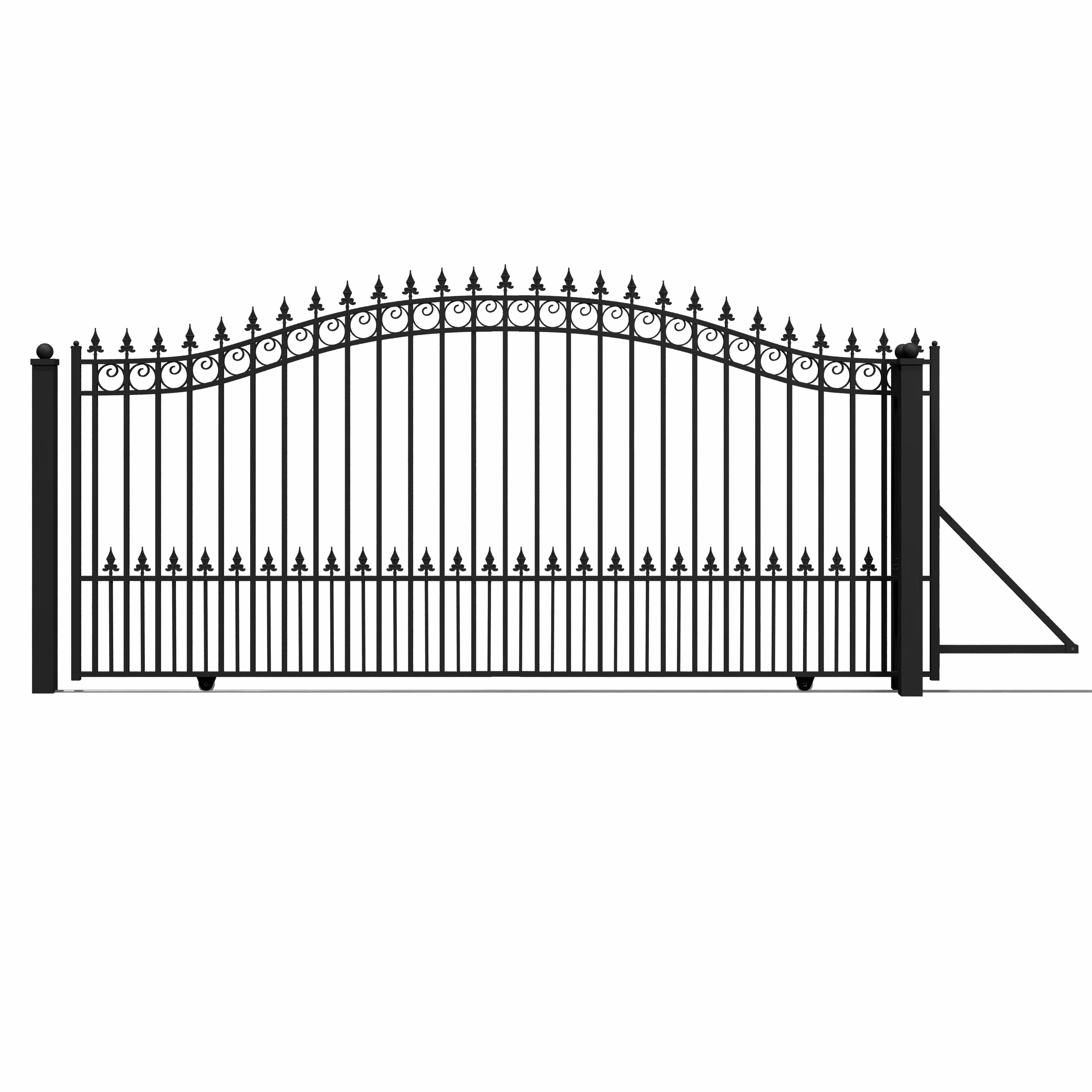 Prague Style Black Steel 14' Sliding Driveway Gate