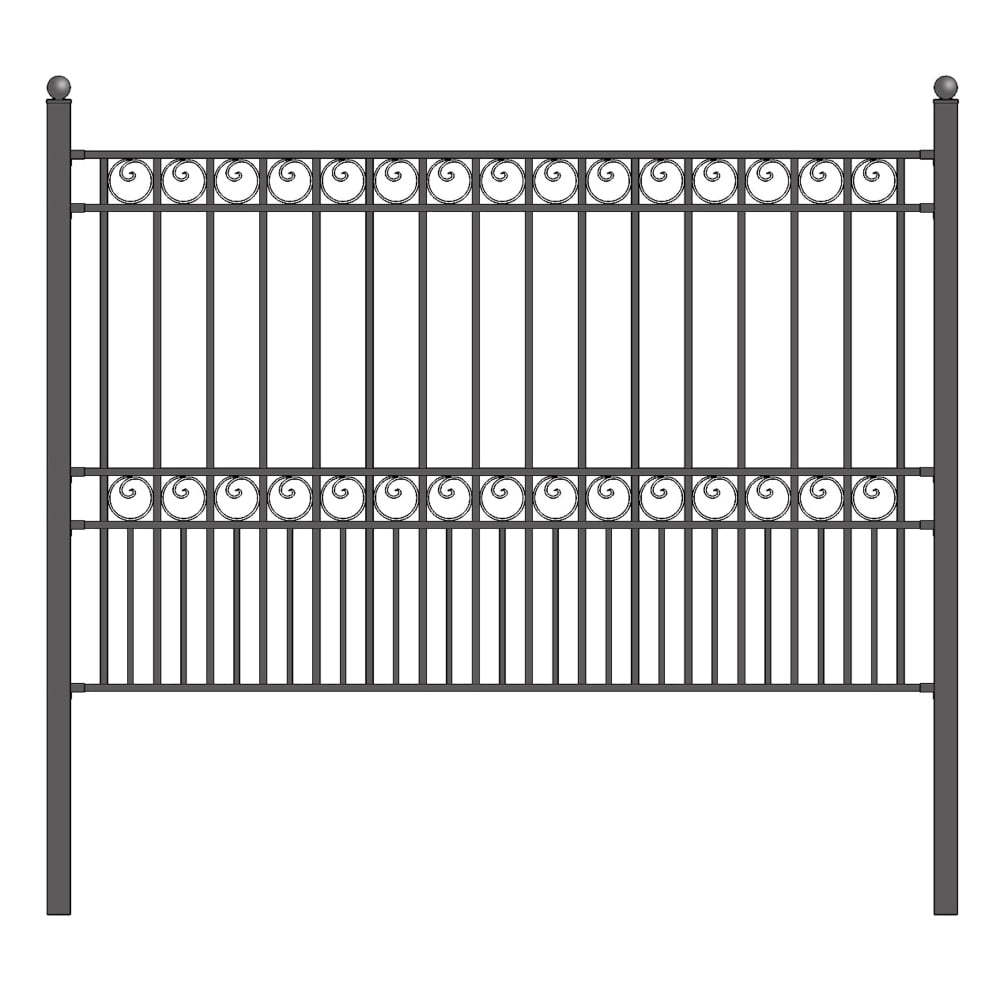 Paris Style 5.5 x 5 ft Black Steel Ornamental Fence