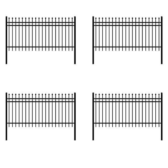 ALEKO Garden Yard Rome Style Steel Fence 8 x 4 feet Black Lot of 4 Panels
