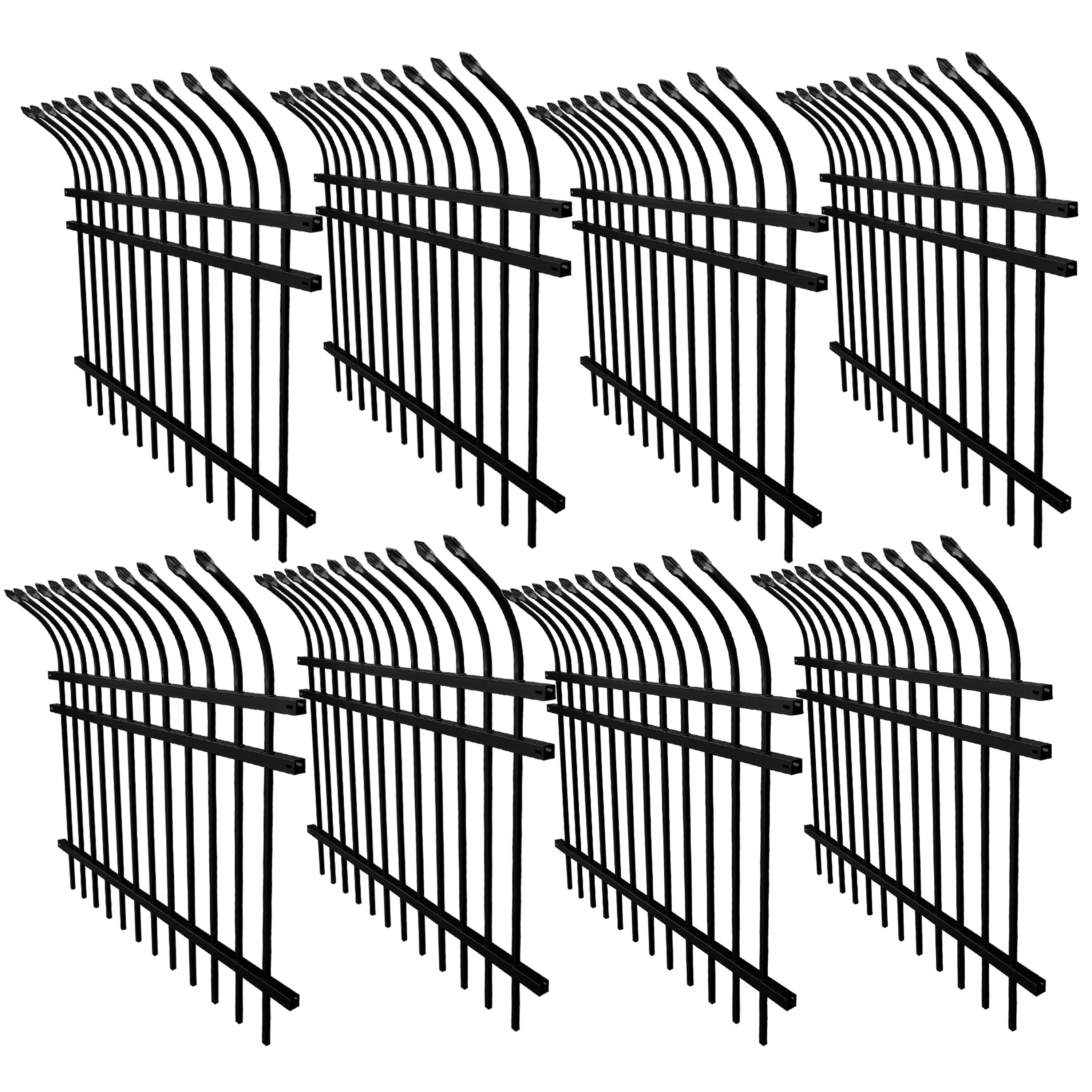 Athens Style Black Steel 8-Panel Curved Top Fence Kit