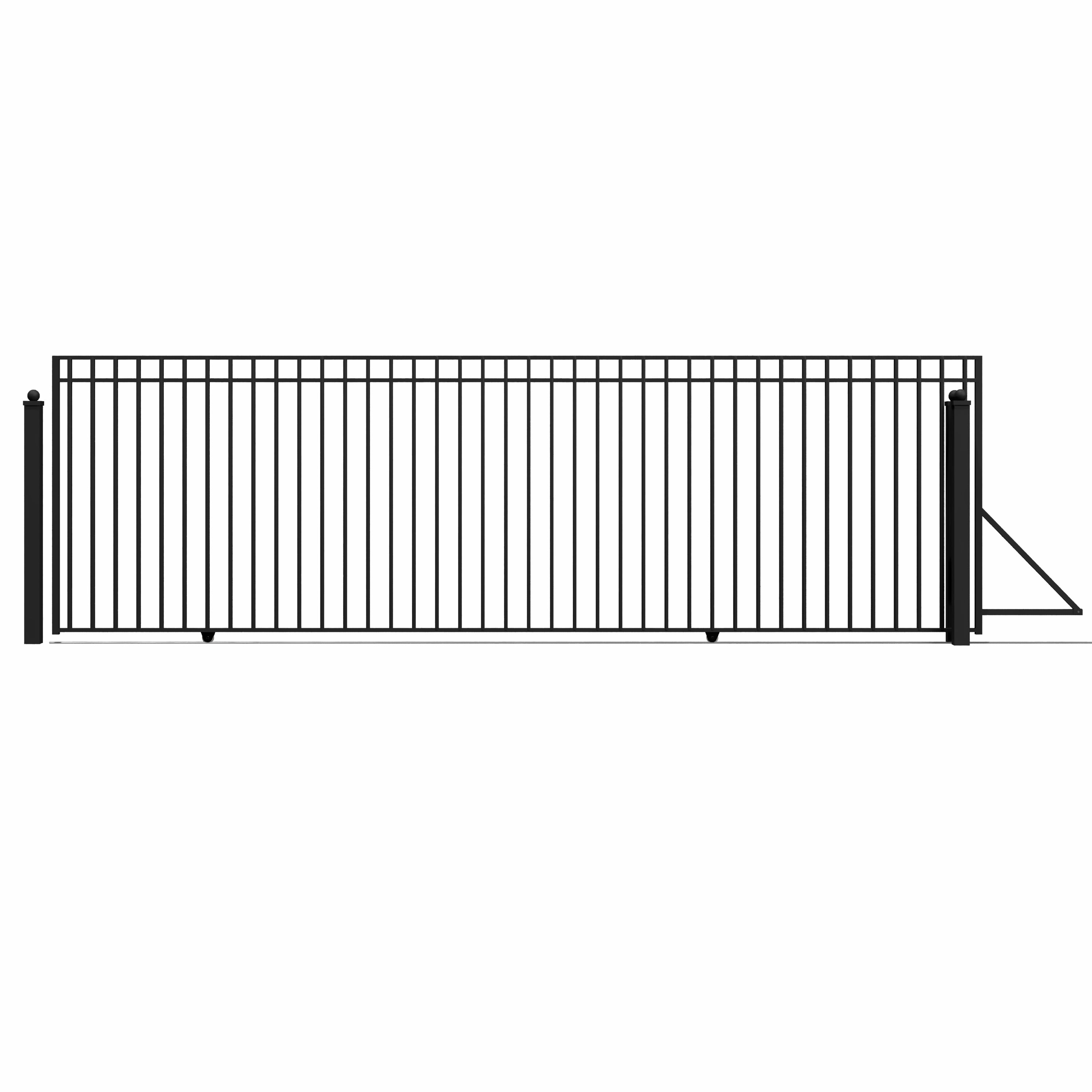 Madrid Black Steel Sliding Driveway Gate with Arched Top