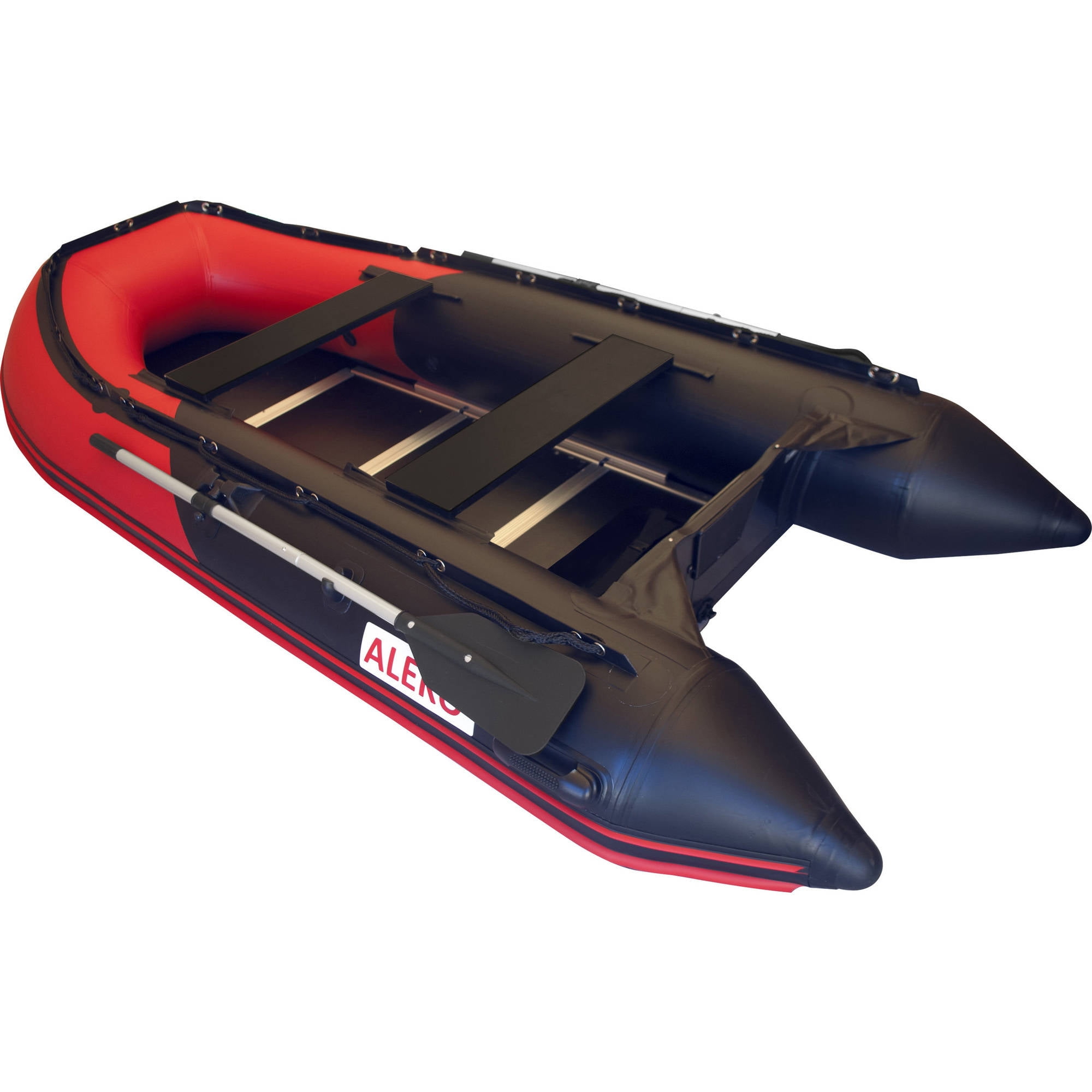 ALEKO Inflatable Boat with Wood Floor 10.5 ft Red and Black
