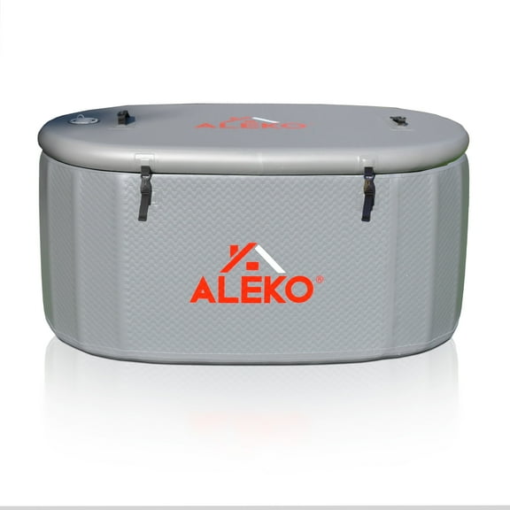 ALEKO Gray Double Mesh, Drop-Stitch PVC Fabric Cold Bathtub, 59.1 x 31.5 in, 182 Gal, 1 Piece